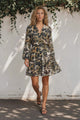 Cadell Mini Dress - Mandarin Collar Buttoned Down Dress in Nemera Print
