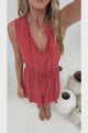 Angie Mini Dress - Sleeveless Frill Collar Dress with Drawstring Waist in Rust