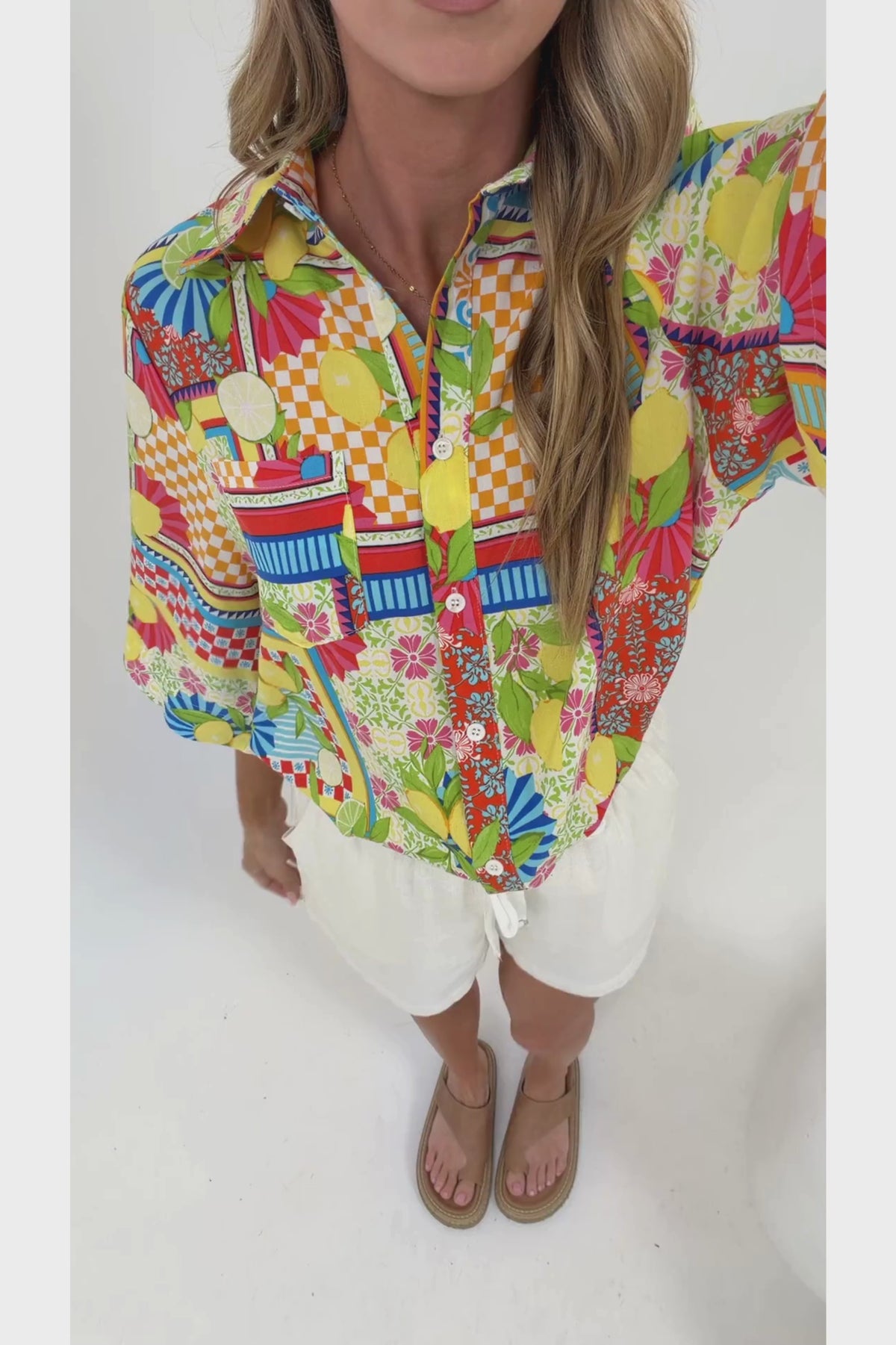 Balbi Shirt - Relaxed Button Down Shirt in Limone Bella Print