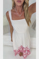 Flavia Maxi Dress - Square Neck Adjustable Strap A Line Dress with Pockets in Aniela Print