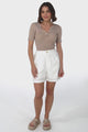 Rita Shorts - High Waisted Tailored Linen Shorts in White