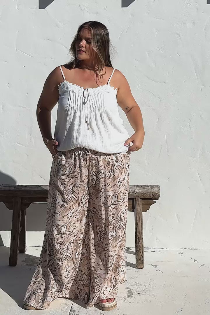 Charli Pants - Paper Bag High Waisted Wide Leg Pants in Akira Print