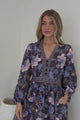 Biondi Mini Dress - Deep V-Neck A-Line Mini with Balloon Sleeves in Luella Print