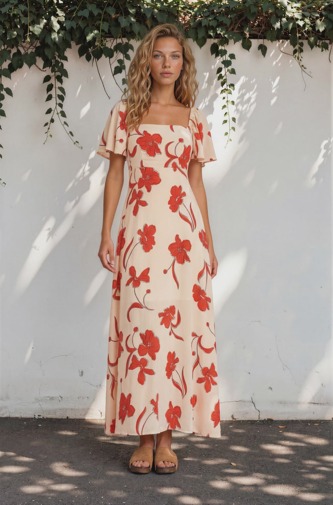 Ashby Maxi Dress - On or Off Shoulder A-Line Dress with Pockets in Arli Print