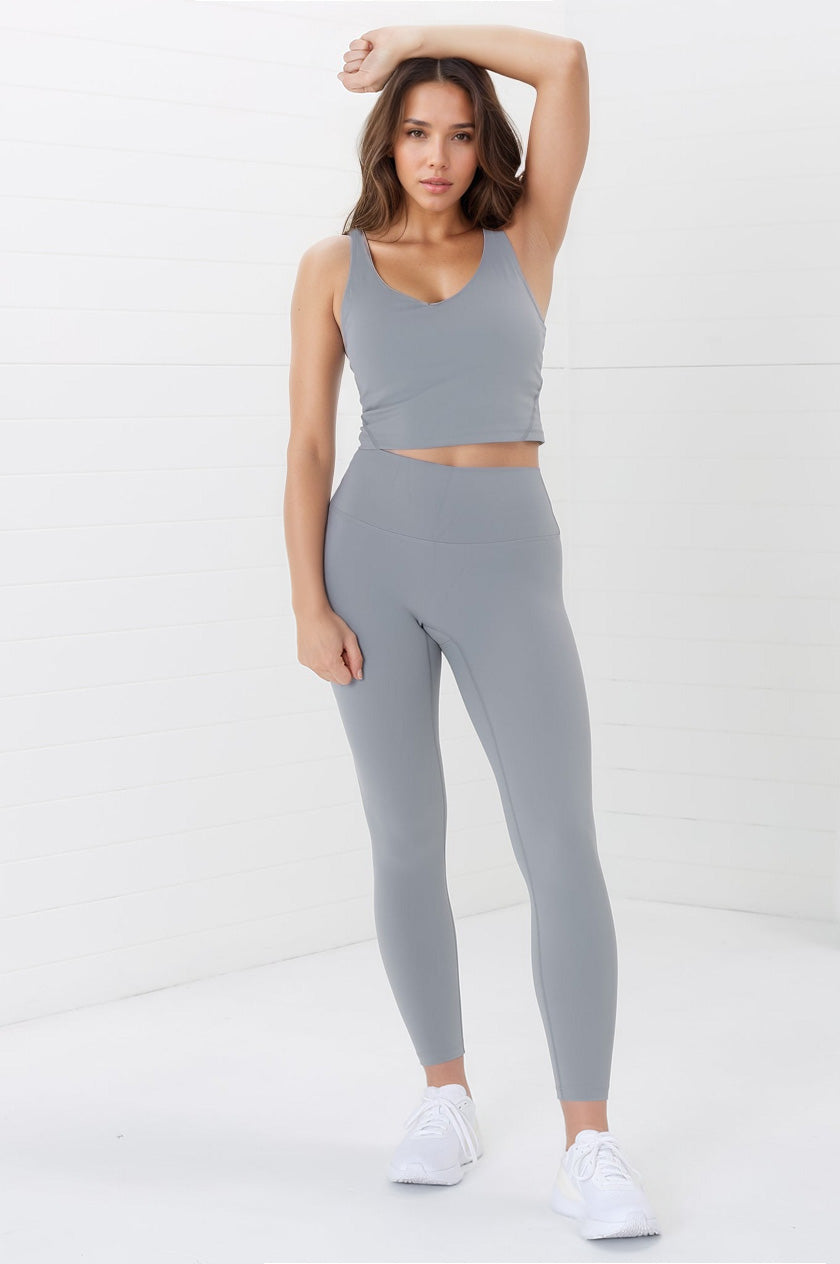 Axel Leggings - High Waisted Full Length Leggings in Light Grey