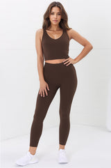 Axel Leggings - High Waisted Full Length Leggings in Chestnut