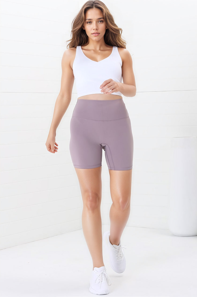 Axel Bike Shorts - Thick Highwaisted Band Bike Shorts in Mauve