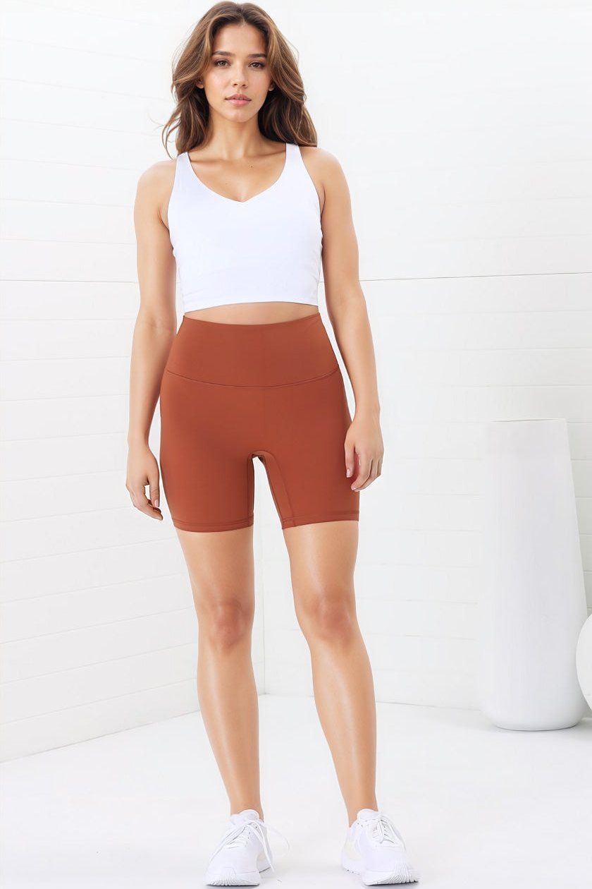 Axel Bike Shorts - Thick Highwaisted Band Bike Shorts in Tan