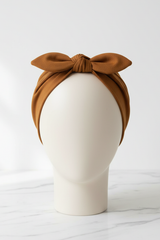 Billie Headband - Stretchy Bow Detailed Headband in Brown