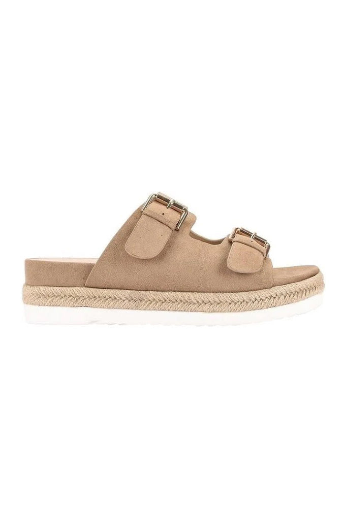 Denmark Footbed Slides - Taupe Micro