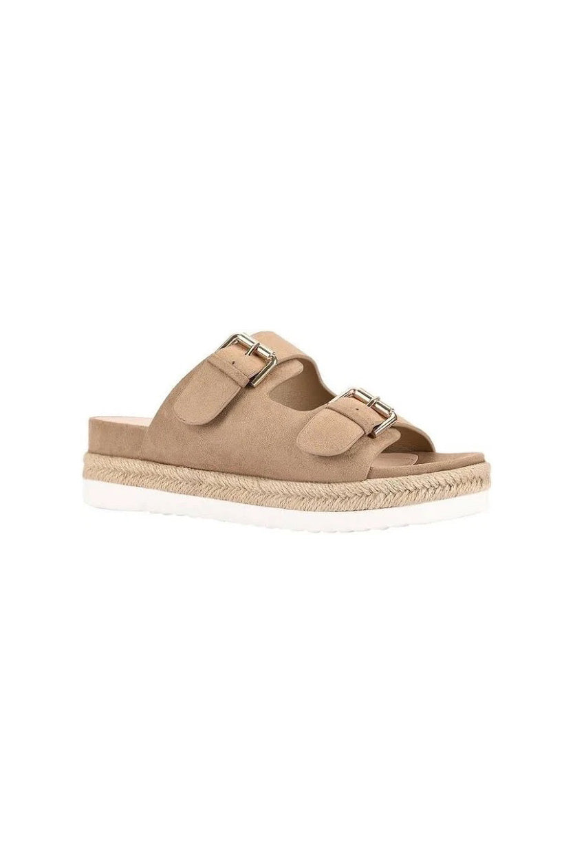 Denmark Footbed Slides - Taupe Micro