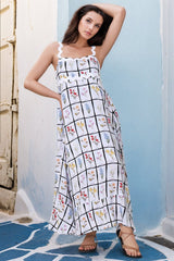 Bailie Maxi Dress - Rick Rack Detailed Sun Dress with Pockets in Wendy Print