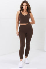 Axel Leggings - High Waisted Full Length Leggings in Chestnut