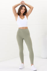 Axel Leggings - High Waisted Full Length Leggings in Matcha Green