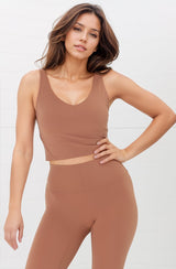 Axel Sports Crop - Waist Length In-Built Support Sports Top in Burnt Orange