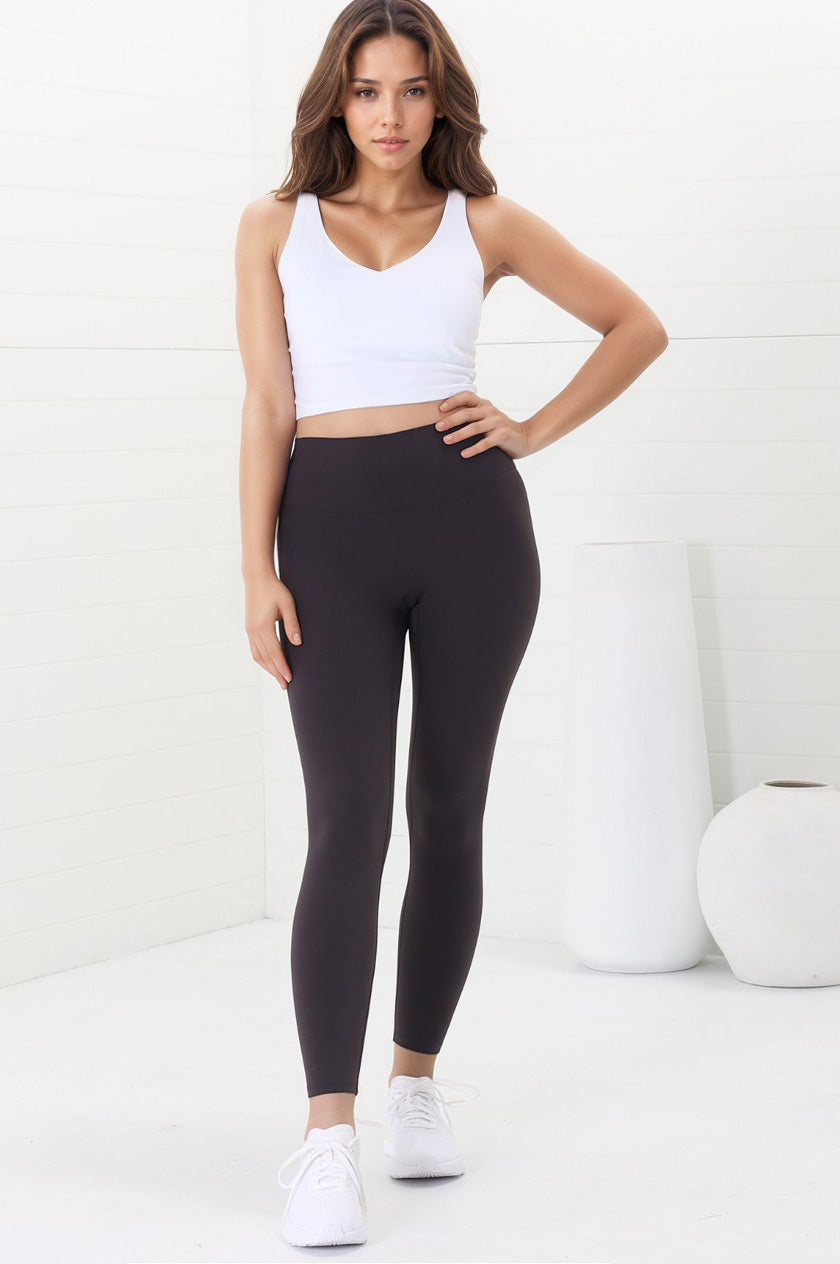 Axel Leggings - High Waisted Full Length Leggings in Dark Carbon Ash