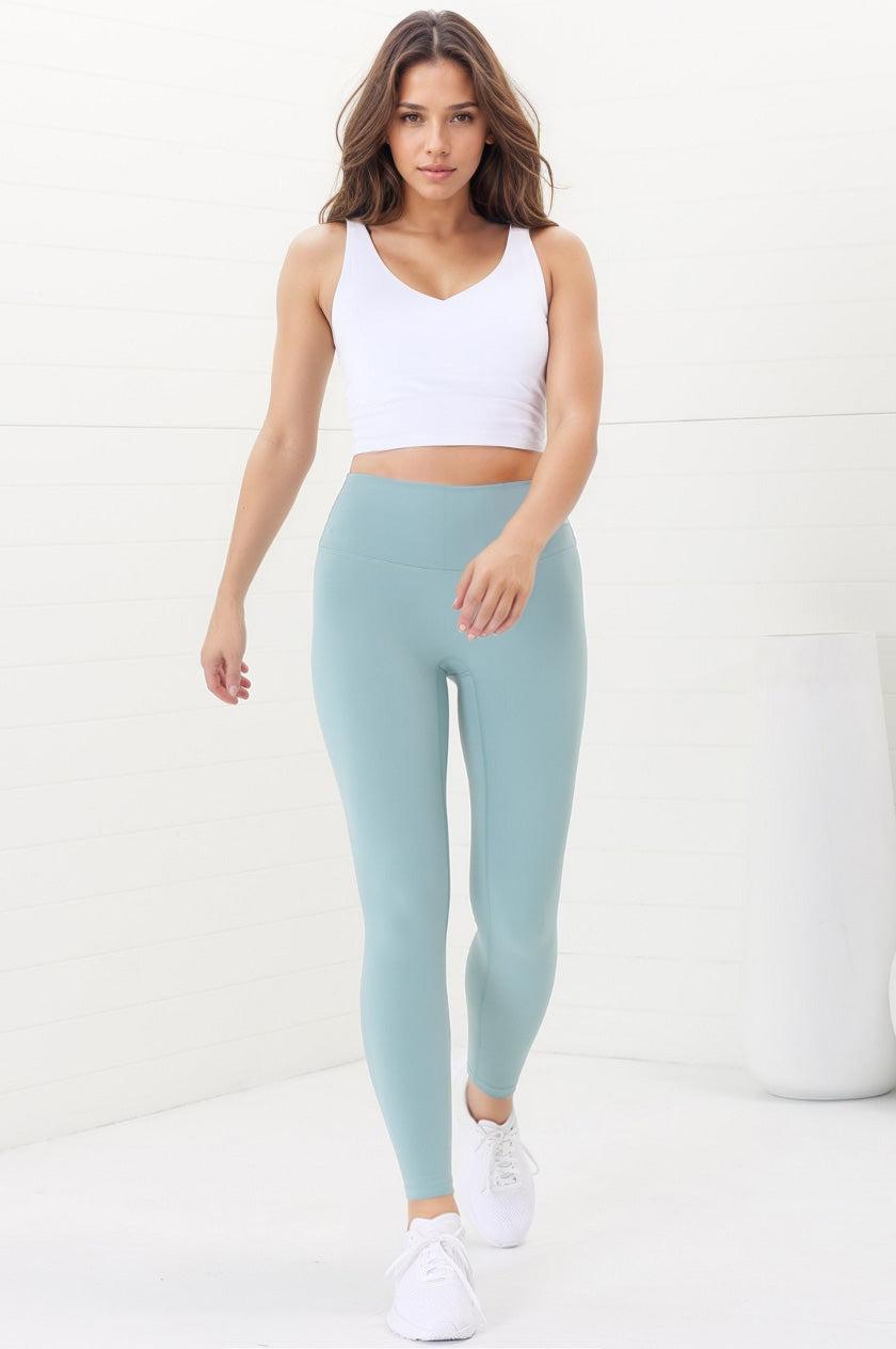 Axel Leggings - High Waisted Full Length Leggings in Frosted Green