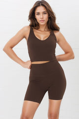 Axel Bike Shorts - Thick Highwaisted Band Bike Shorts in Chestnut