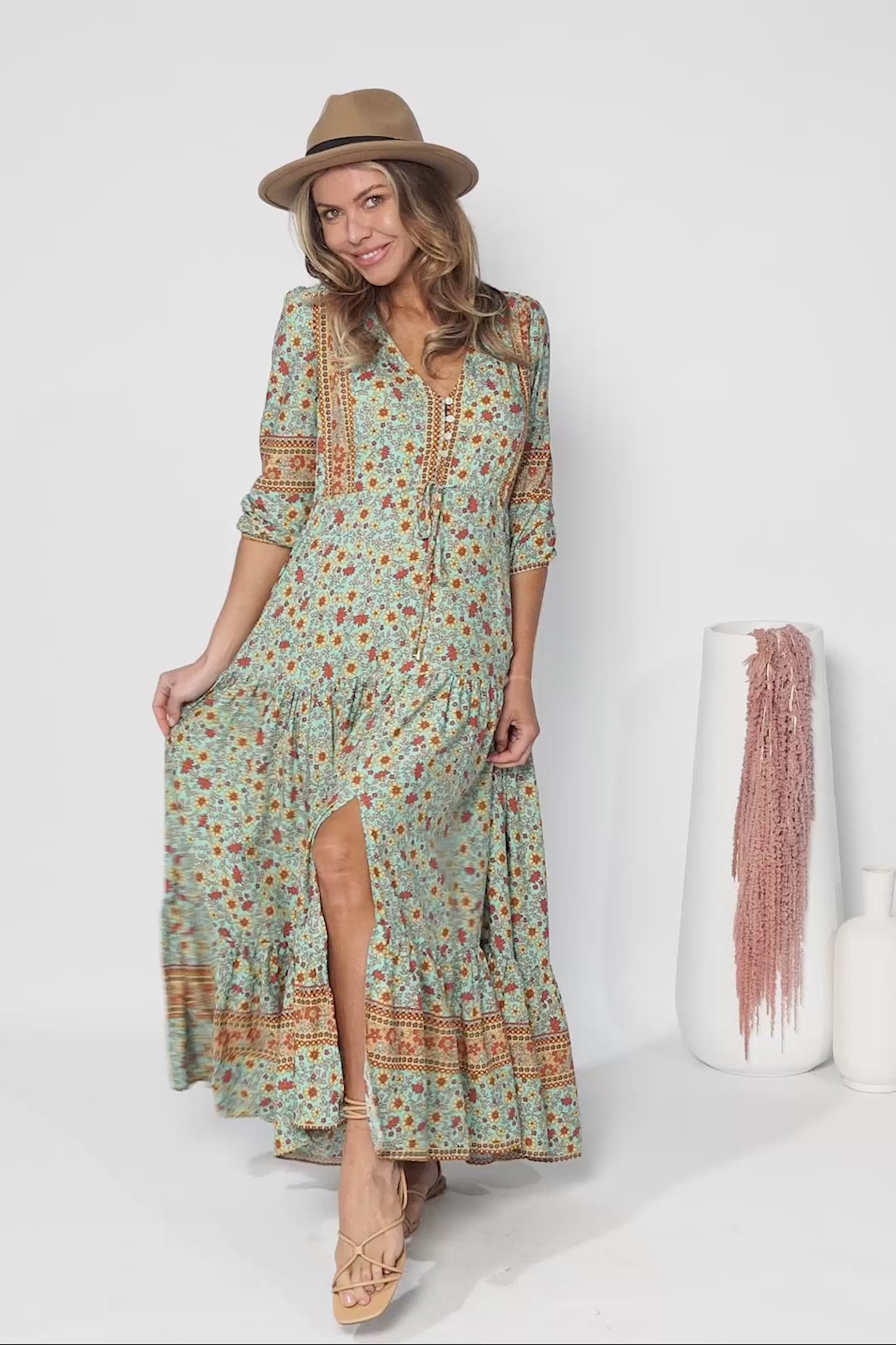 Jaase Tessa Synergy Maxi Dress Floral Green