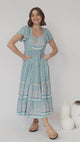 Isabella Maxi Dress - Scoop Neckline Cap Sleeve Dress in Sea Eden Print