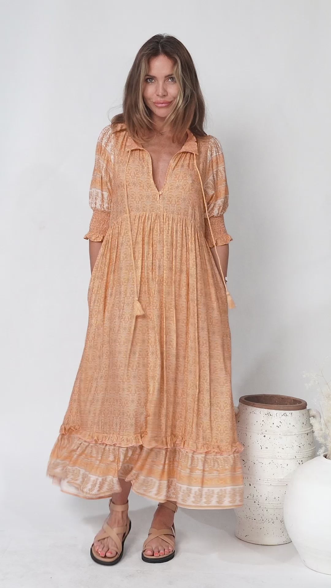 Kora - Peachy Midi Dress