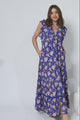 JAASE - Agnes Maxi Dress: V Neckline with Cap Sleeves Dress in Delfina Print