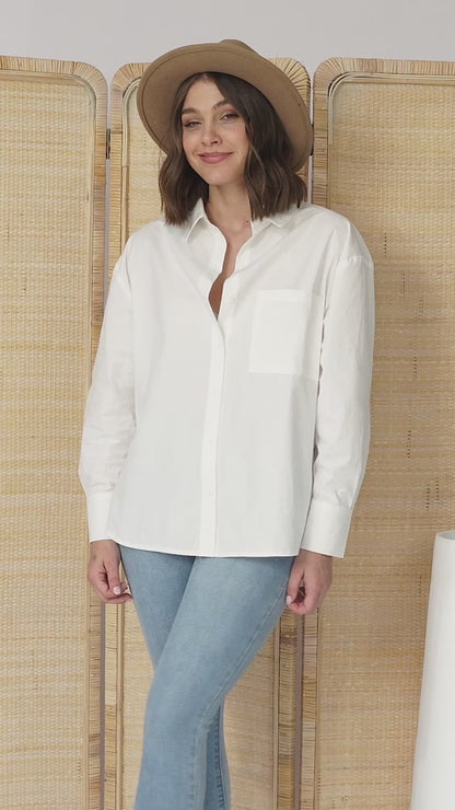 Adriel Shirt - Classic Collared Button Down with Buttoned Cuffs in White