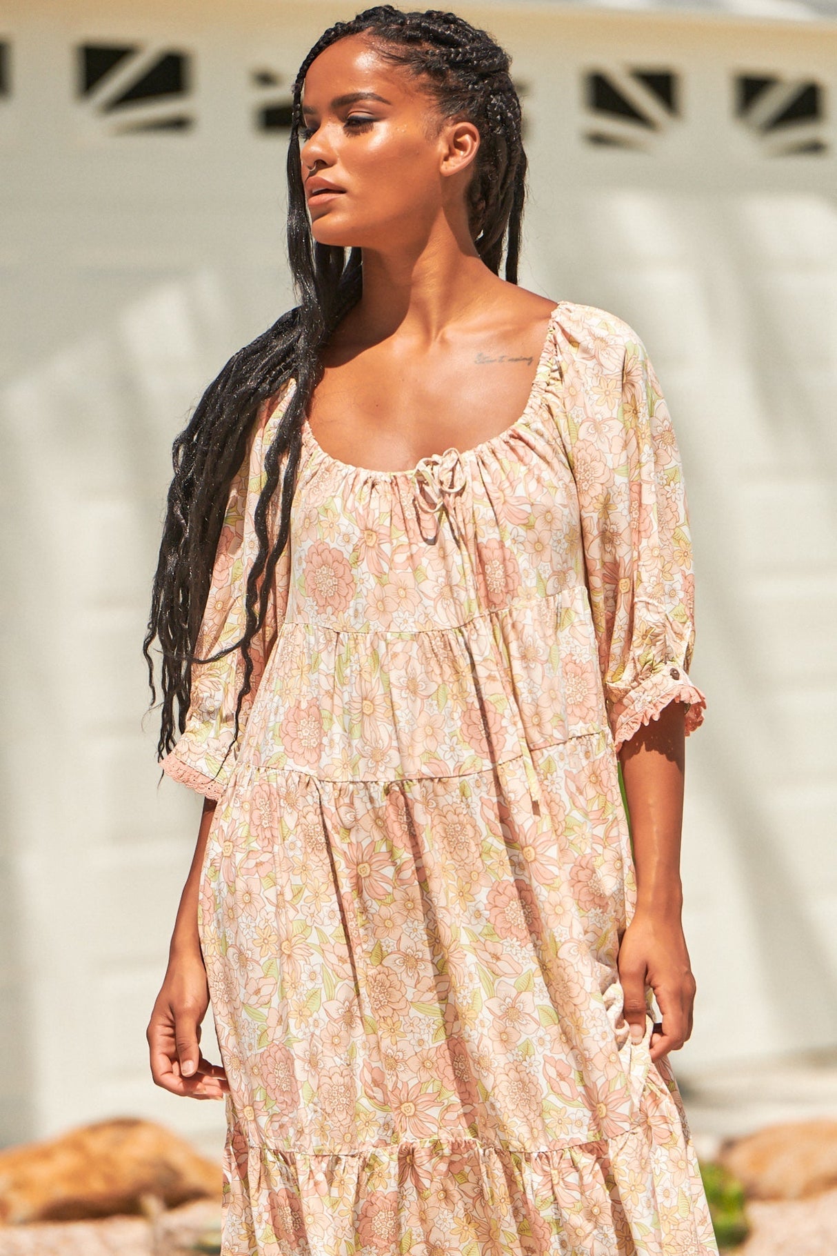 JAASE: Blossom Maxi Dress: Round Neckline with in Tigerlily Print