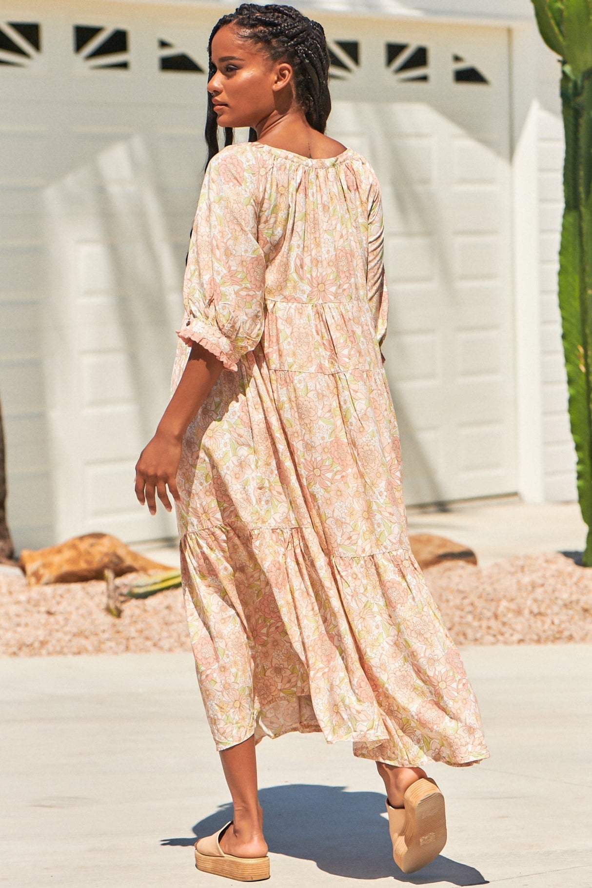 JAASE: Blossom Maxi Dress: Round Neckline with in Tigerlily Print