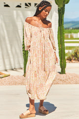 Blossom Maxi Dress - Round Neckline with in Tigerlily Print