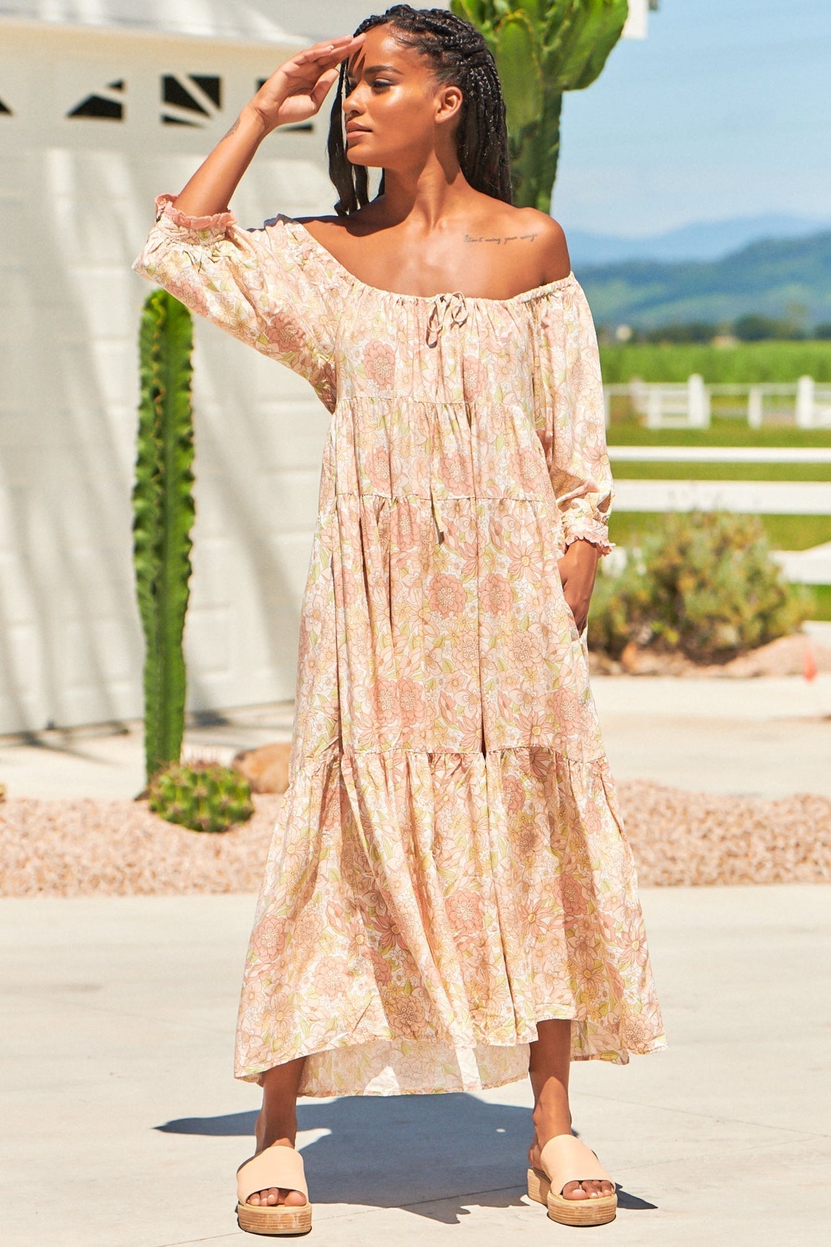 JAASE: Blossom Maxi Dress: Round Neckline with in Tigerlily Print