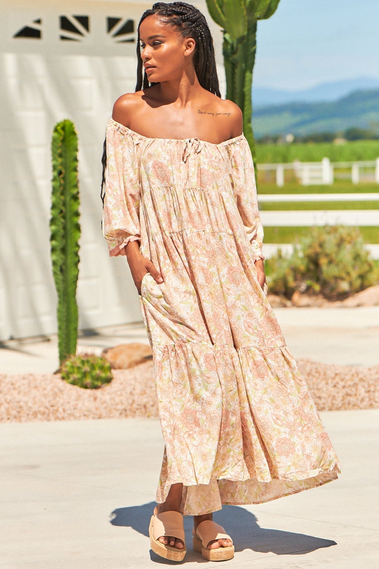 JAASE: Blossom Maxi Dress: Round Neckline with in Tigerlily Print