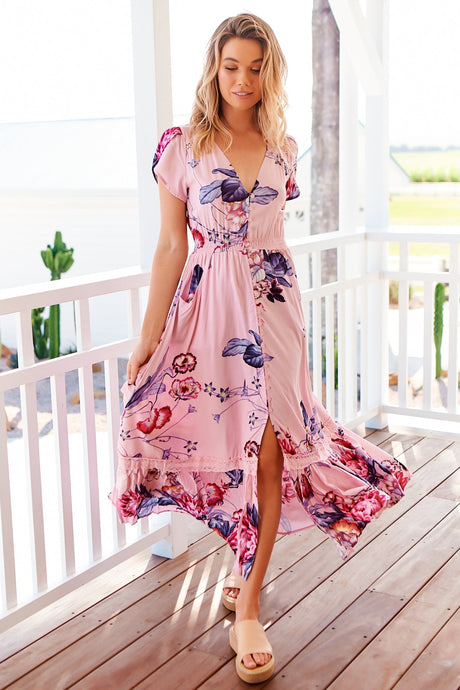 Jaase Carmen Dahlia Maxi Dress Floral Pink