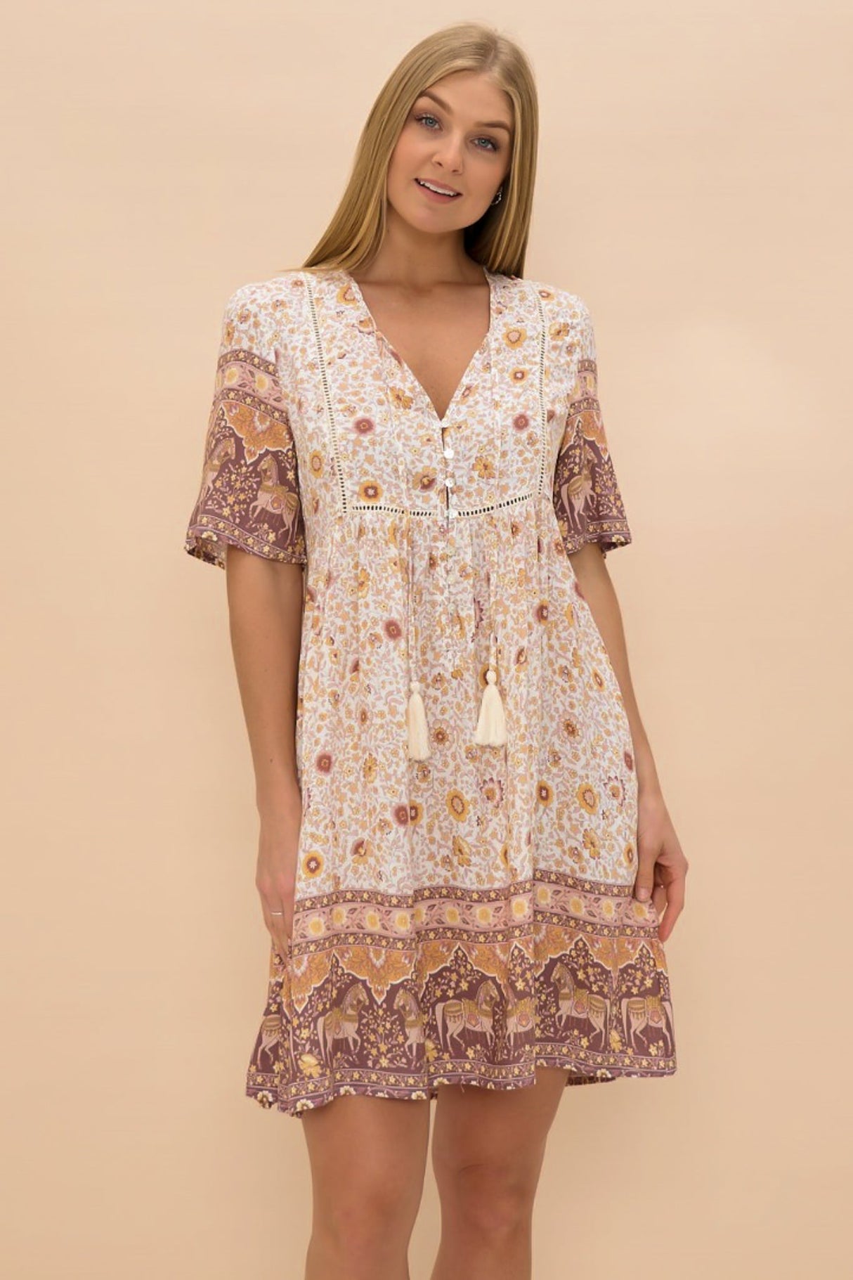 Chia Mini Dress - Babydoll Dress in Livia Print