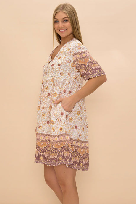Chia Mini Dress - Babydoll Dress in Livia Print