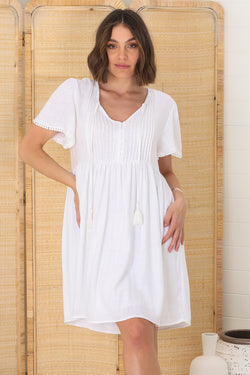Daphne Linen Mini Dress - White