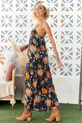 Florida Jumpsuit - Square Neckline Wide Leg Jumpsuit in California Poppy Print