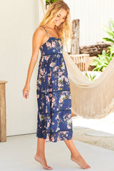 JAASE - Heidi Midi Dress: Tiered Sun Dress with Crochet Splicing in Piana Print