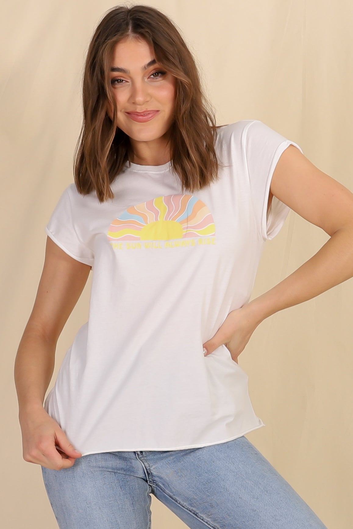 The Sun Tee - Graphic Short Sleeve T-Shirt in White