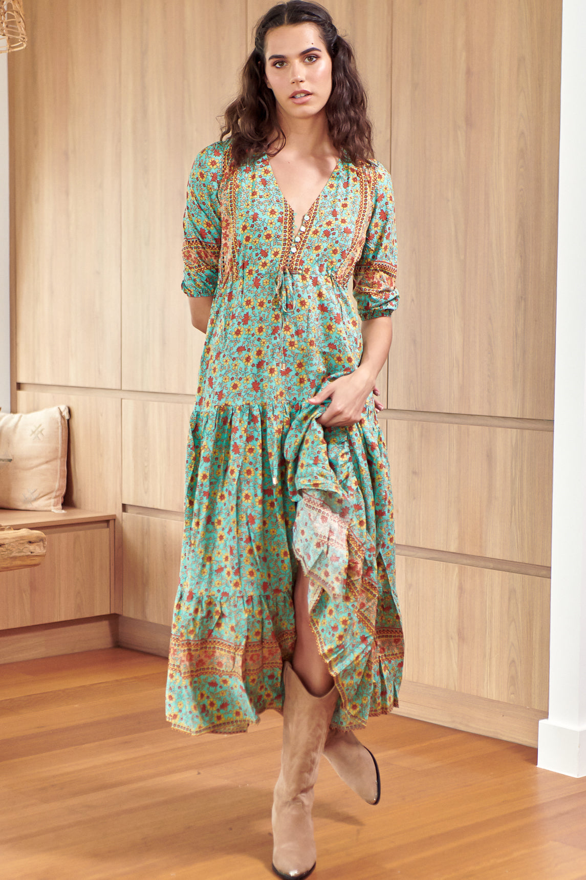 Jaase Tessa Synergy Maxi Dress Floral Green