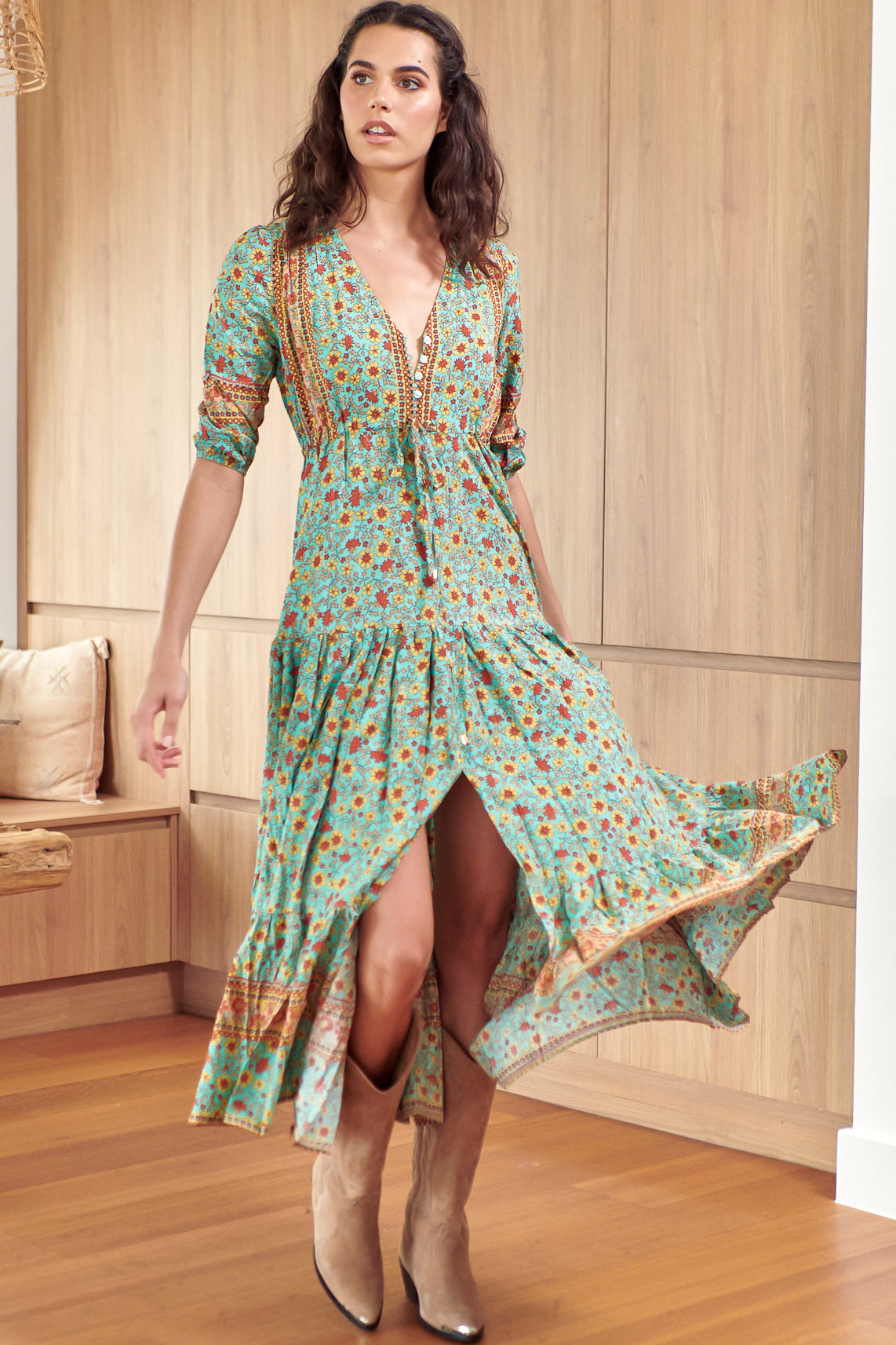 Jaase Tessa Synergy Maxi Dress Floral Green