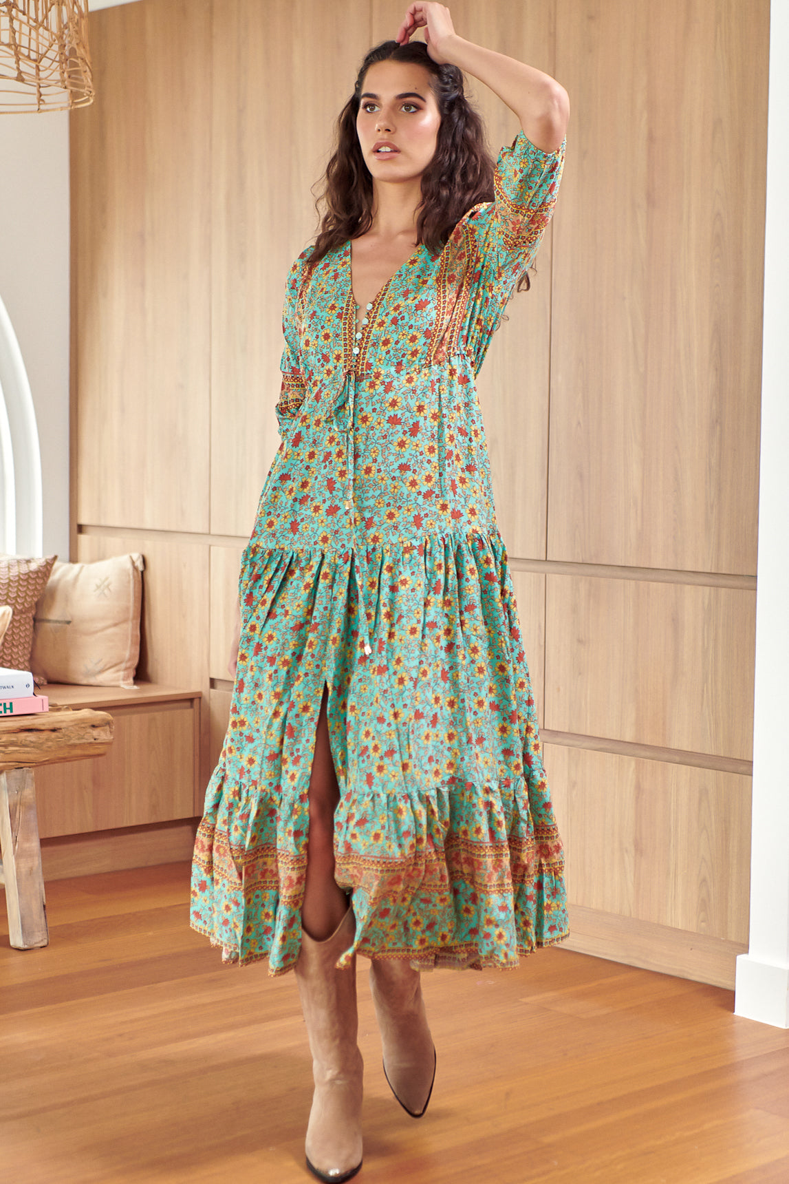 Jaase Tessa Synergy Maxi Dress Floral Green