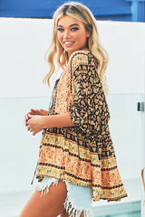 JAASE - Chloe Top: Very Oversized Crochet Trim Neckline Smock Top in Queen of the Night Print