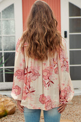 London Top - Mandarin Collar Button Down with Crochet Trims in Lucie Print