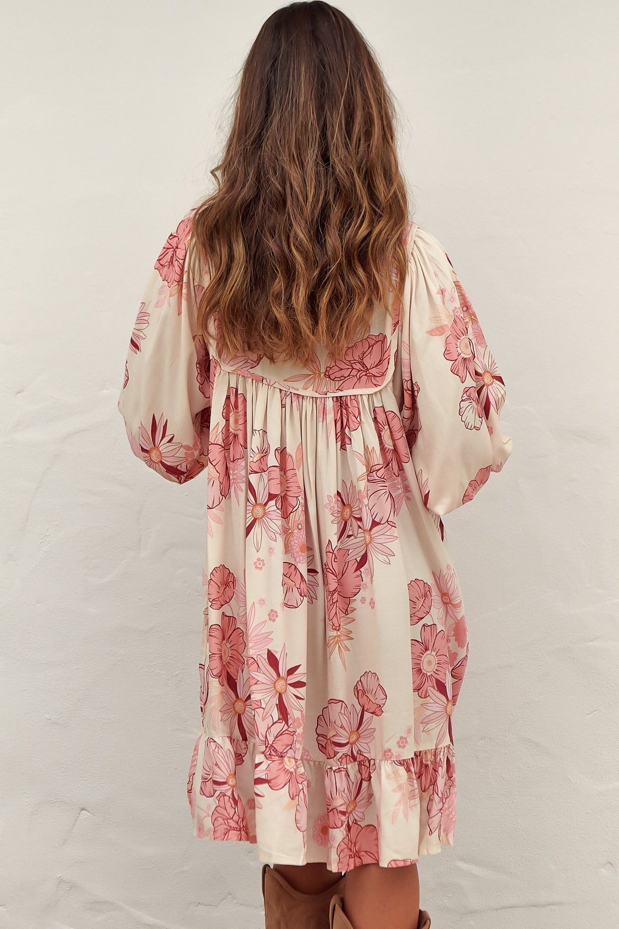 French Mini Dress - Yoked Bodice Smock Dress in Lucie Print