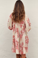 French Mini Dress - Yoked Bodice Smock Dress in Lucie Print