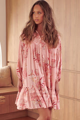 JAASE - Aimee Mini Dress: Oversized Style with Folded Collar Dress in Beliss Print