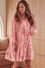 JAASE - Aimee Mini Dress: Oversized Style with Folded Collar Dress in Beliss Print