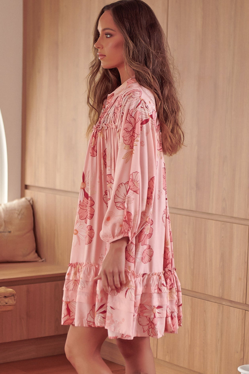 JAASE - Aimee Mini Dress: Oversized Style with Folded Collar Dress in Beliss Print