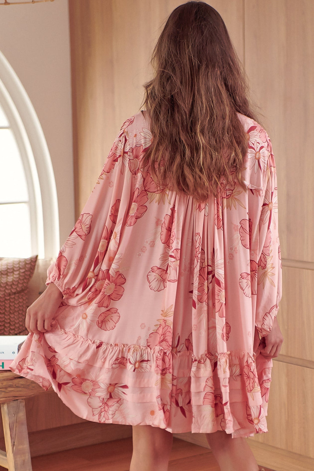 JAASE - Aimee Mini Dress: Oversized Style with Folded Collar Dress in Beliss Print